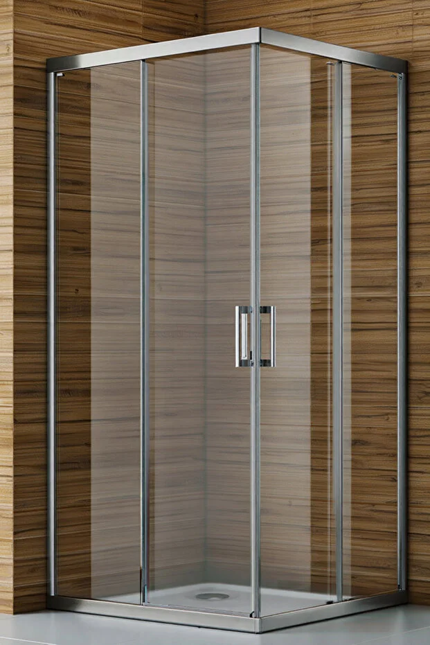 Kare Şeffaf 5 mm Temper Camlı Kayar Kapılı Duşakabin 190 cm Duş Teknesiz